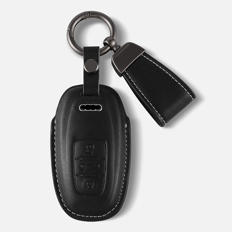 Kľúčové puzdro pre kravské kožené auto pre Audi A1 A3 8V A4 B8 B9 A5 A6 C7 A7 A8 Q3 Q5 Q7 S4 S6 S7 S8 R8 TT Cover Cover Keychain Auto Príslušenstvo