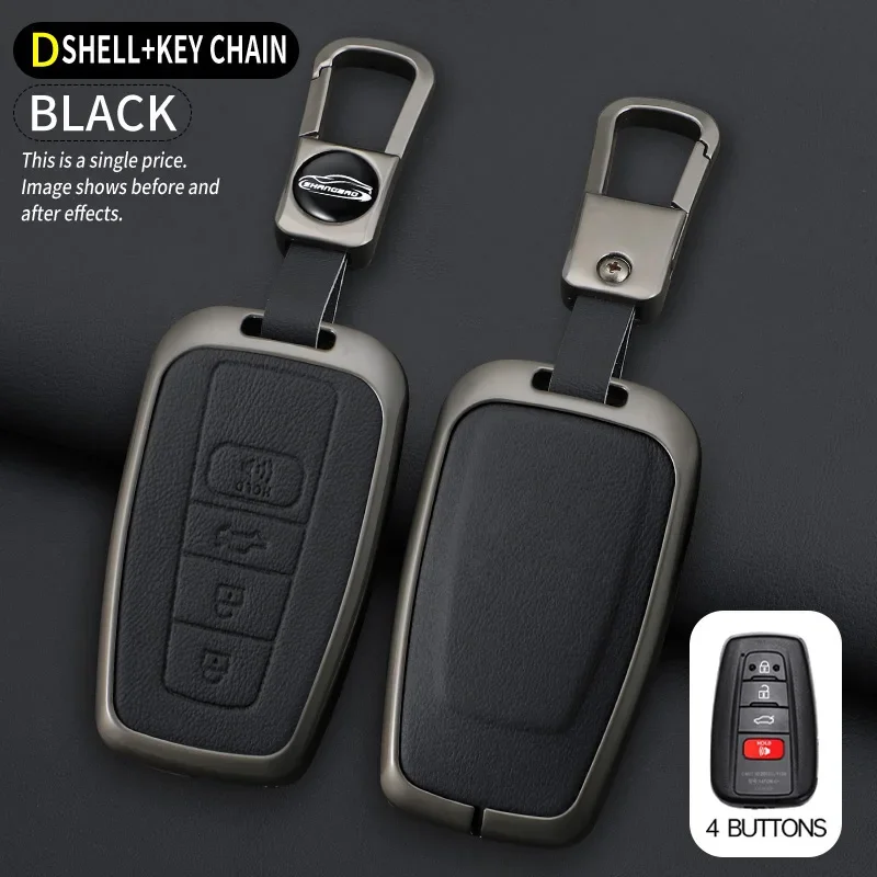 Kľúčové puzdrá z zliatiny zink zinok držiak na kryciu reťaz pre toyota Prado Land Cruiser Camry Chr Rav4 3/4Buttons Key Protecive Shell