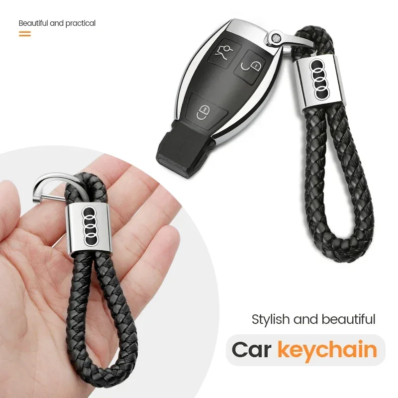 Kľúčové retiazky s koženým automobilom Key Kovová koža pre Audi Sline A1 A3 A4 A5 A6 A7 A8 B5 B6 B7 B8 C5 C6 C7 D2 D3 Q2 Q3