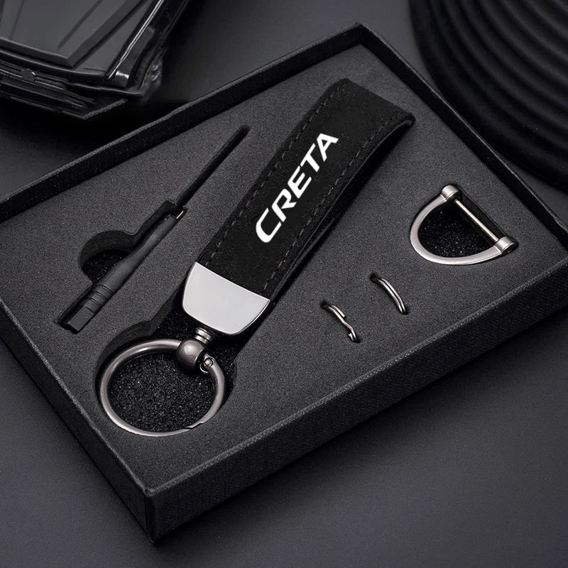Kľúčové reťazové krúžky na kovové kožené kľúče vynikajúce anti-lost Universal Keyring for Hyundai Creta IX25 2020 2019 2011