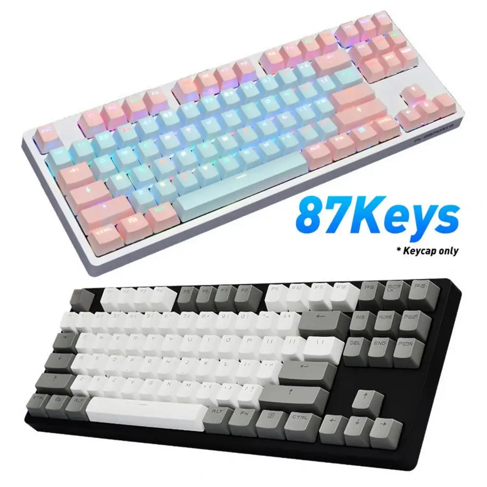 Kľúčové čiapky 87ks/set PBT Farba zodpovedajúce svetlo odolné mechanické klávesnice Klávesové kľúče Výmena hernej klávesnice Klávesové príslušenstvo