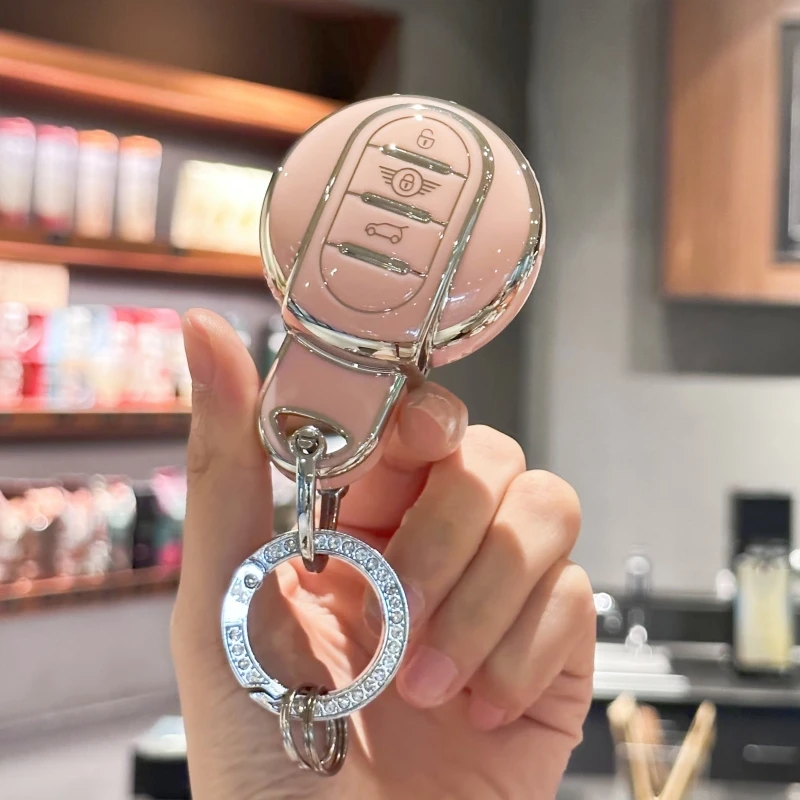 Kľúčový kryt FOB s Bling Lanyard Keyring pre BMW Mini Cooper F54 Clubman F55 F56 F57 F60 Countryman 3 Buttons Smart Key Case Case