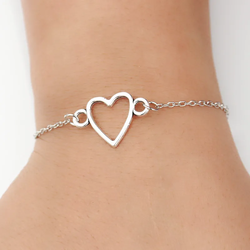 L178 HOT PUNK PULLERAS BIJOUX Nový vinobranie strieborný srdcový srdce pre ženy reťazové kúzlo náramky náramky