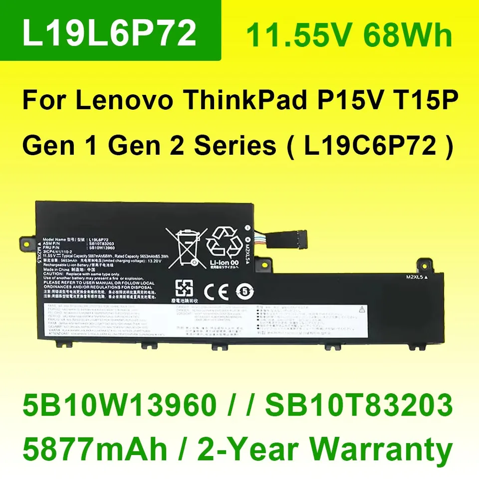 L19L6P72 L19C6P72 laptop batéria pre Lenovo ThinkPad P15V T15P Gen 1/Gen 2 TP00119a SB10T83203 5B10W13960 11,55V 68WH 5887MAH