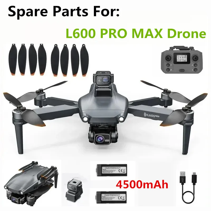 L600 Pro Max Dron Dron Originálne príslušenstvo batéria 7,4 V 4500 mAh, Blade vrtule, USB nabíjacie linka, pre diely s dňom L600 Pro Max
