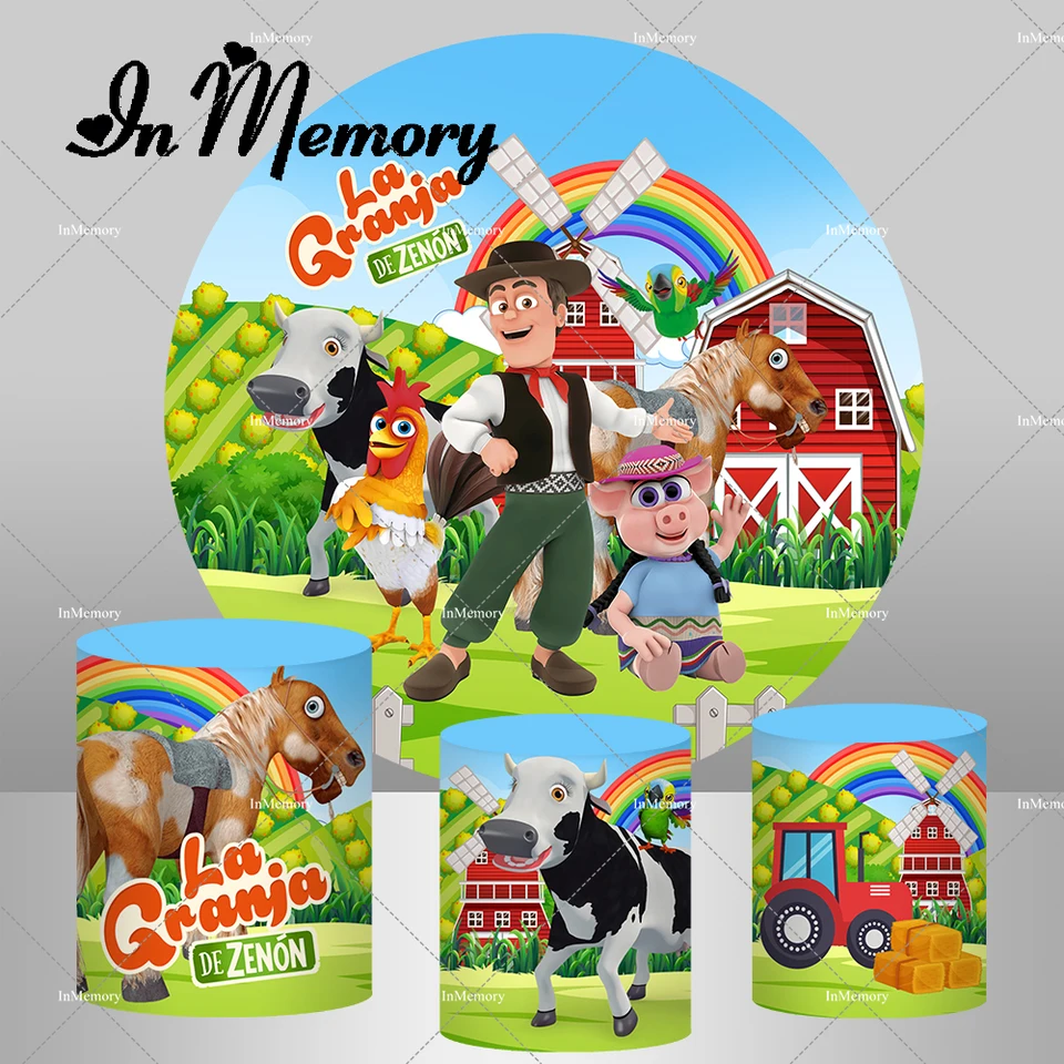 La granja de zenon okrúhle pozadie pokrytie dúhových zvierat Dúh