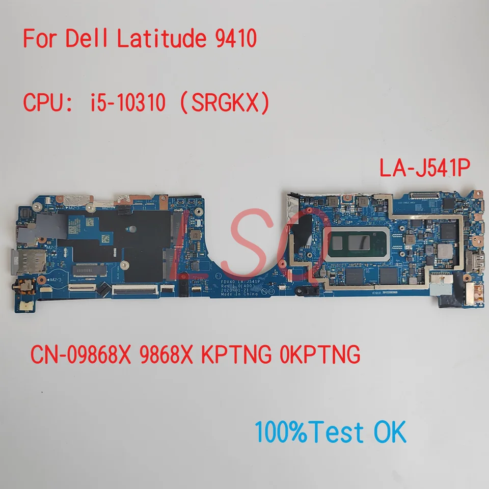 LA-J541P pre Dell Latitude 9410 základná doska prenosného počítača s CPU I5 I7 CN-09868X 9868X 81YC4 081YC4 100% Test OK OK
