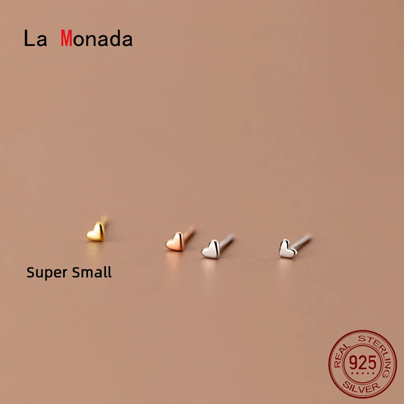 La Monada Drobné náušnice Stud Stud 925 Sterling Silver 925 Malé roztomilé strieborné náušnice pre ženy