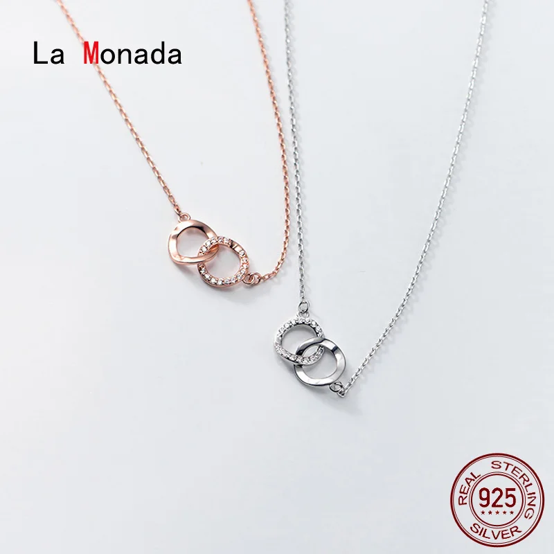 La Monada Strieborný retiazk pre ženy pre ženy kruhový blokovanie módy Minimalistické strieborné 925 šperky na krku dámske náhrdelníky