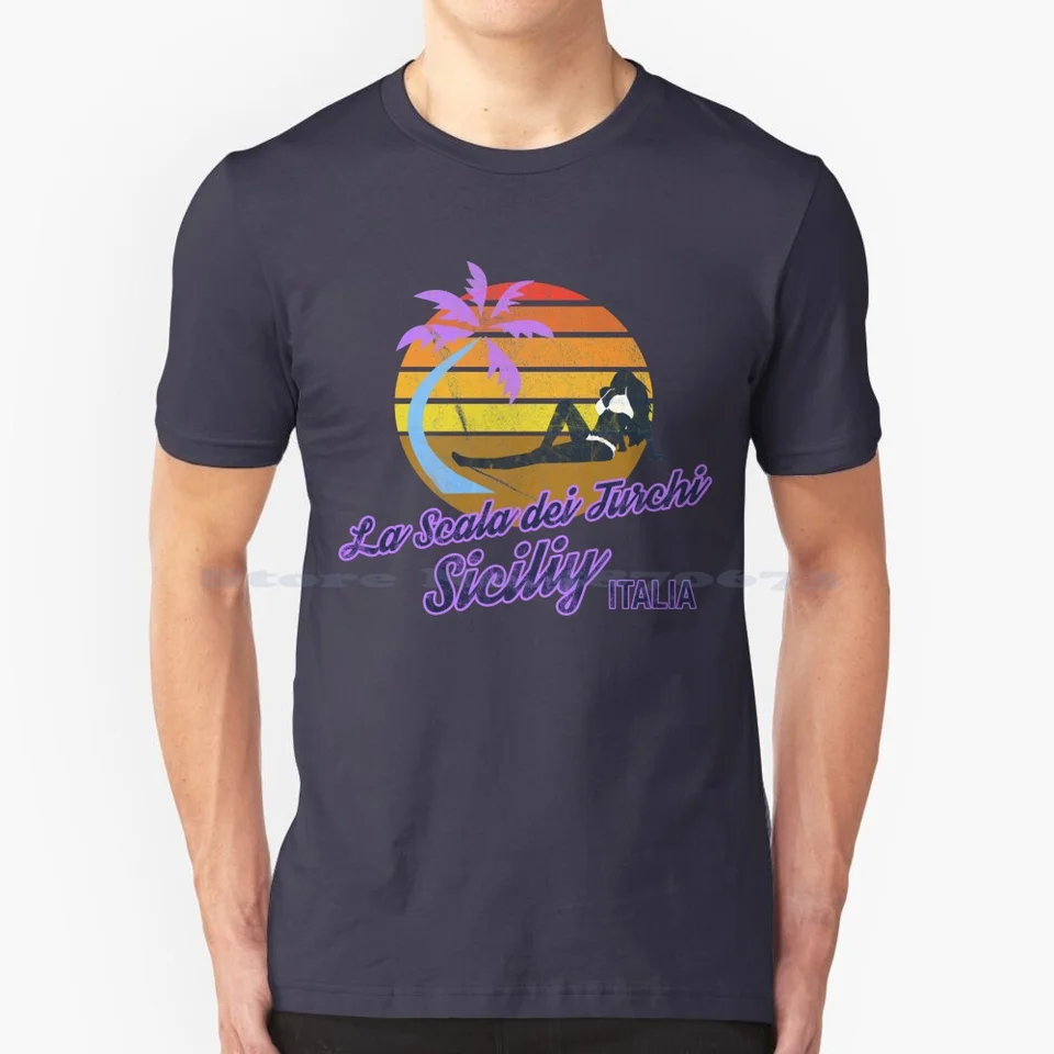 La Scala Dei Turchi neďaleko Agrigento Sicília Taliansko Italia Europe Beach Retro Classic Surf Tričko a darčeky tričko 100% bavlnené tričko