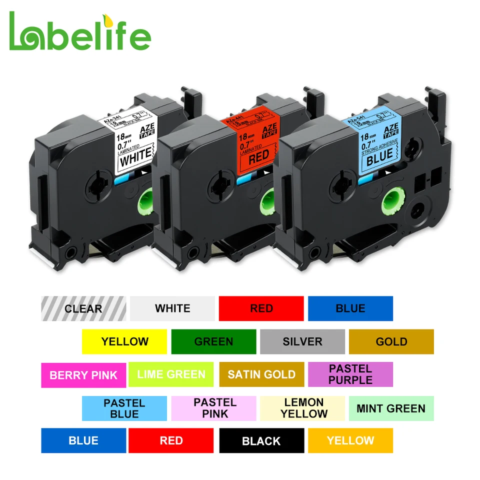 LABELIFE TZE241 TZE-241 TZE 141 TZE641 KOMPATIBILA PRE BROTH LABE LABELE TAPE TAPE 18 mm label Maker PT-D400 PT-D600
