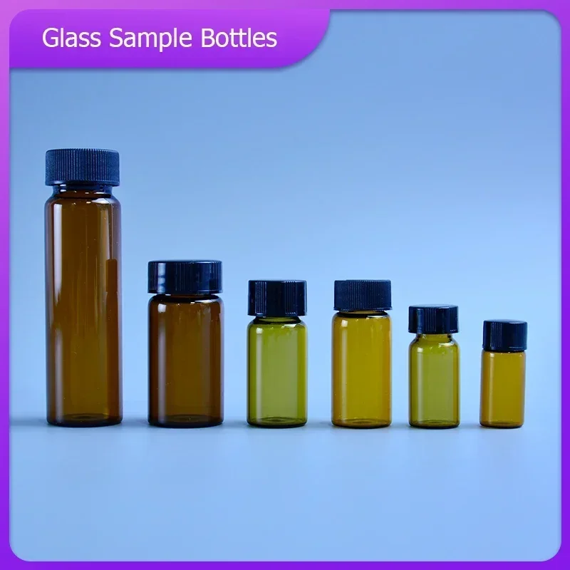 Laboratórium 3 ml až 50 ml jantárového číreho skla Fľaše fľaše hnedého skrutkového éterického oleja laboratórium laboratórium chemické sklo sklo skla
