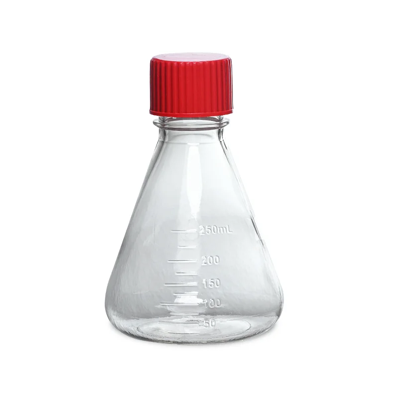 LabSelect Triangle Cell Culture Bottle, tesniaci kryt, polykarbonátový materiál, 250 ml Erlenmeyerová banka, 17221