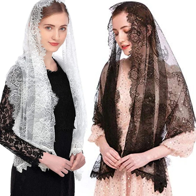 Lace Shawl Mantilla Katolícky závoj ľahký šatový šál kvetinová výšivka