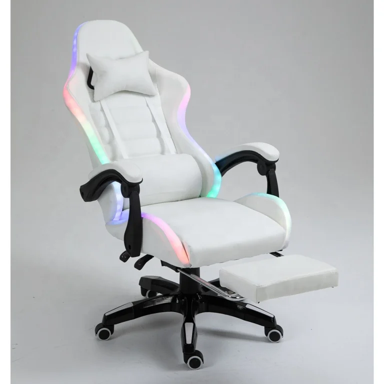 Lacné DDP plné biele PU kožené počítačové počítačové stoličky Silla Gamer LED RGB Racing Massage Gaming so svetlami a reproduktormi