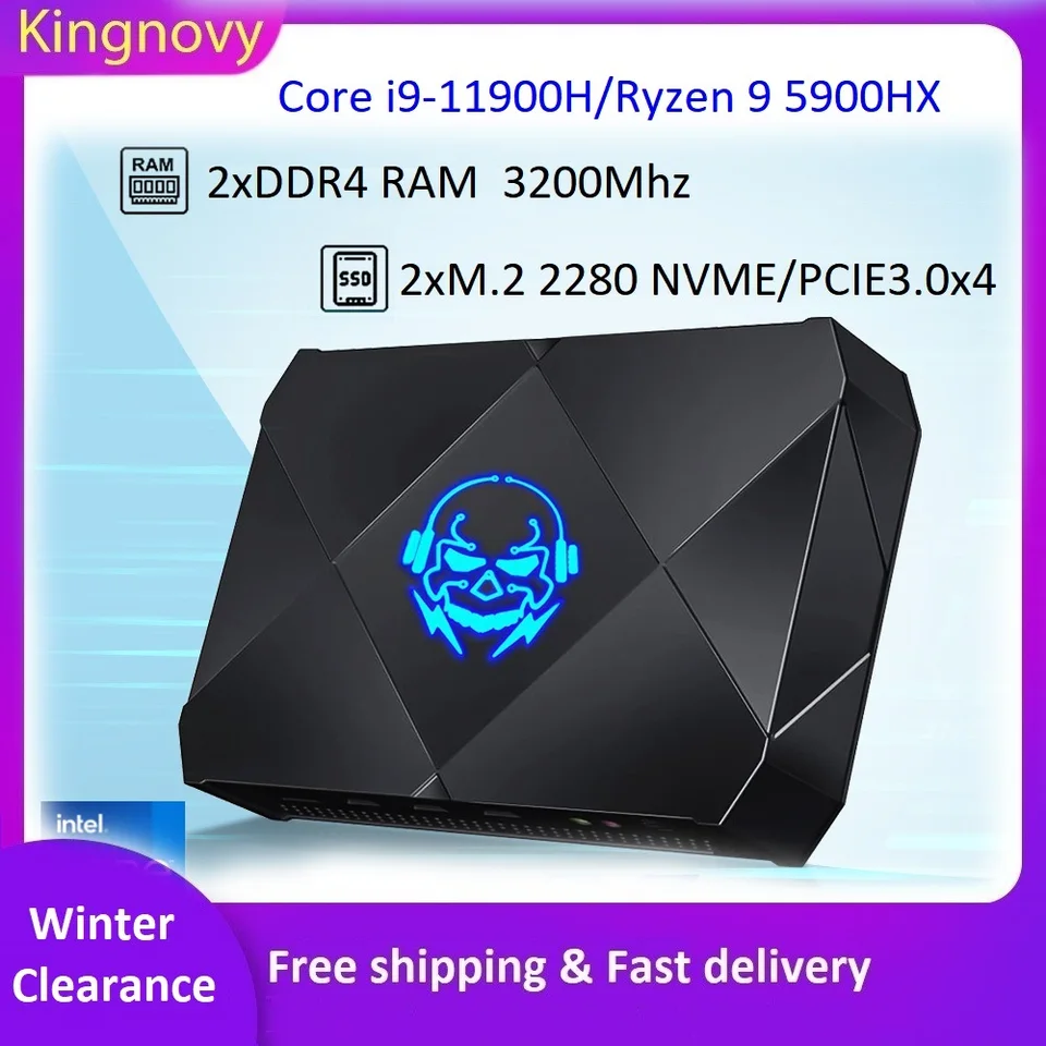 Lacný AMD Gamer Mini PC Ryzen 9 5900HX I9 11900H Windows 11 Micro Gaming Computer Dual DDR4 NVME 3x4K UHD HTPC Desktops WiFi6