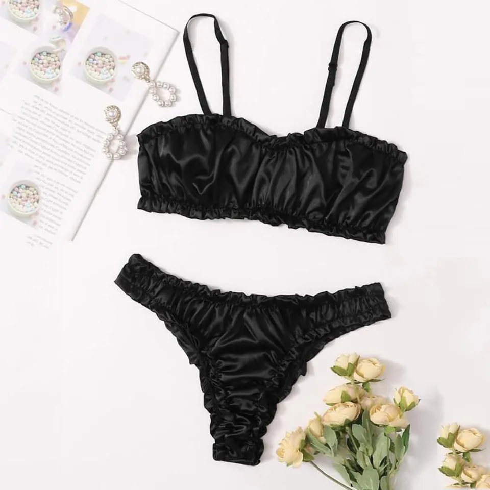 Ladies Lace Fashion Satin Sling Underwear 2ks plodiny vrcholy korzetov a tangá sada sexy ženy nočné oblečenie erotické oblečenie porno ropa