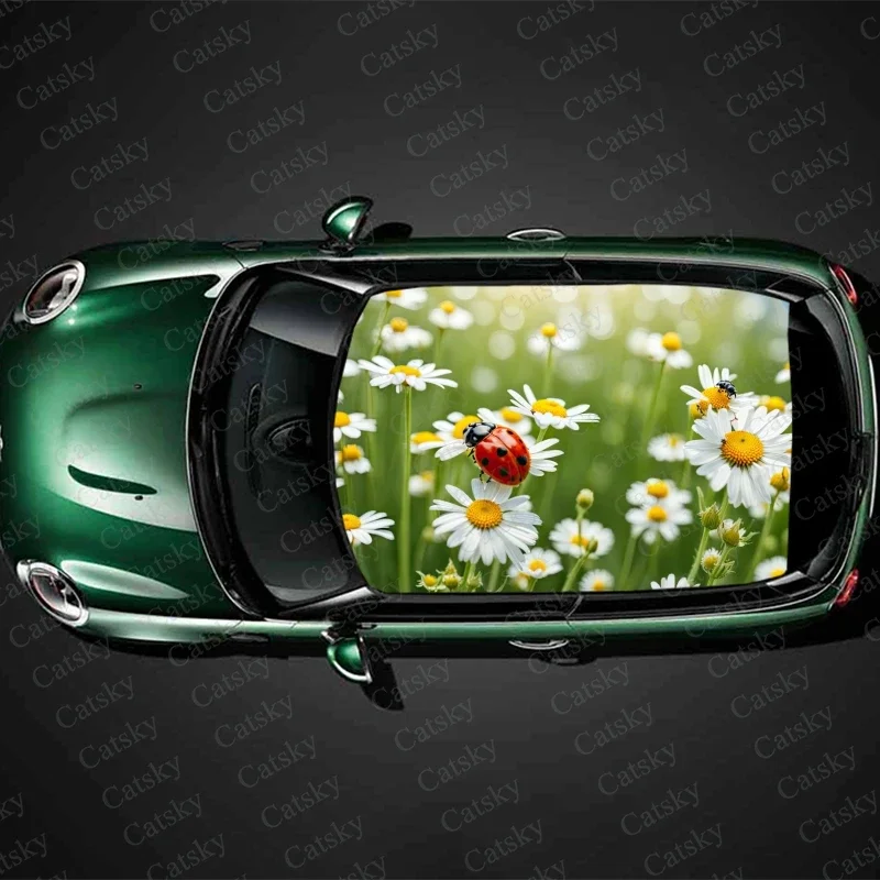 Ladybug na harmanici kvetinové auto strešné nálepky závodné závodné suv doplnky balenie maľované PVC vlastné auto grafické nálepky