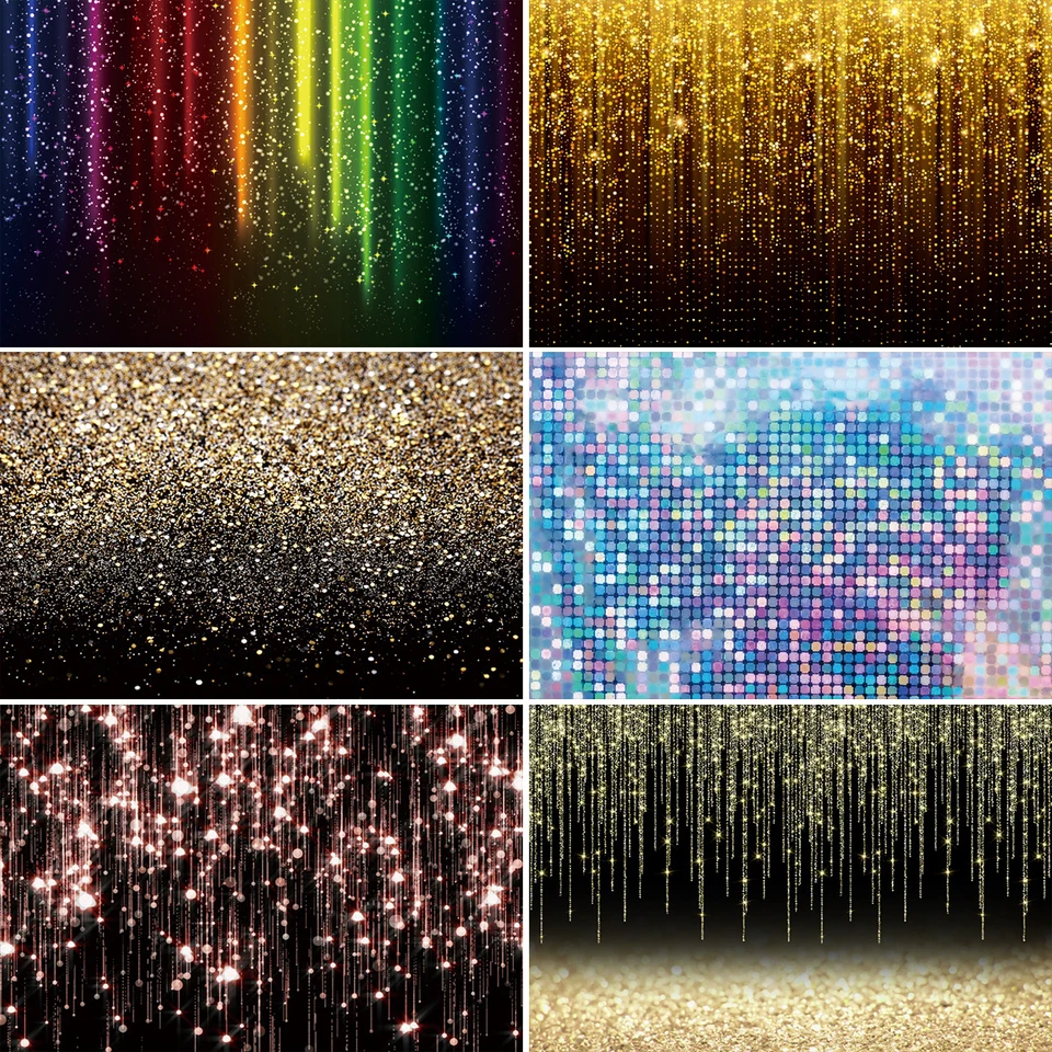 Laeacco Golden Glitters Photo pozadia narodeninové oslavy banner dekorácie Názov portrét Prispôsobenie fotografie pozadia modro červené