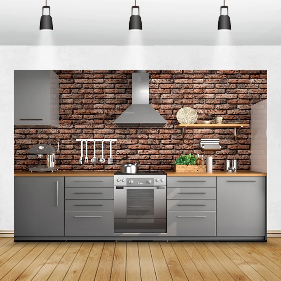 Laeacco Old Brick Wall Kuchynské náradie Elementy Interiér fotografické prop pozadie pozadie Fotografie Phocall Photo