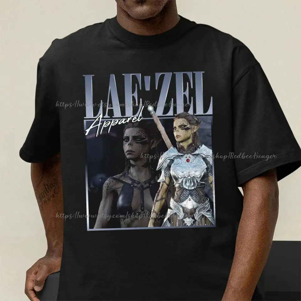 Laezel Aupeal Baldurs Gate 3 košele pre tričko Gamerlaezel Tričko Retrobaldur's 3 postáv Strikeodie