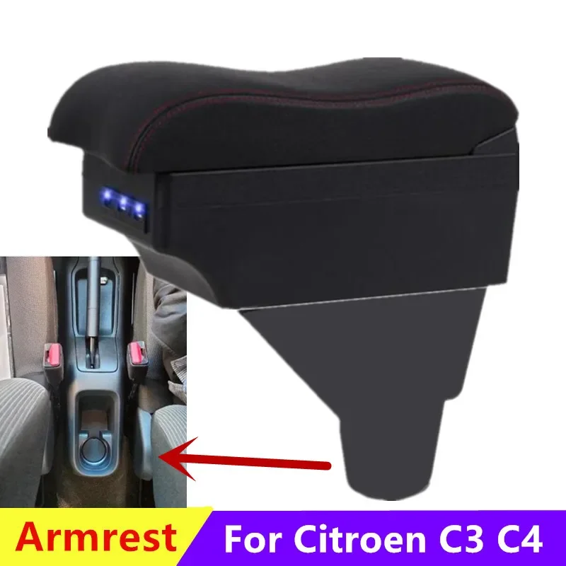 Lakťová opierka pre Citroen C 3 C 4 lakťová skrinka pre Citroen C3 C4 Central Storage Box Dopaľba interiéru s príslušenstvom pre autá USB