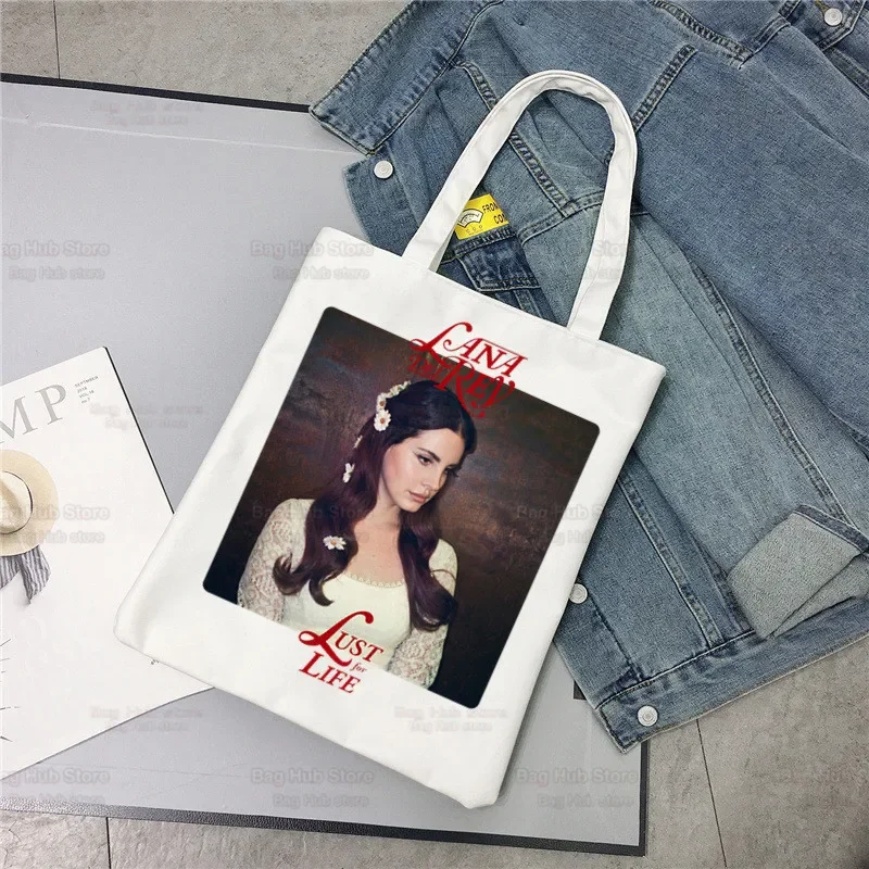 Lana del Rey Singer Fanúšikovia Ženy Canvas Ramer Bag Canvas Tote Eco Just For Life Shopping Bag Canvas Tote Bag Kabelka Denne používanie