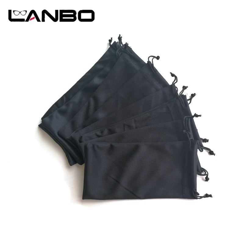 LANBO 50 PCS Čierne slnečné okuliare mikrovlákna s slnečnými okuliarmi vrecká na okuliare Akrylové vlákna Veľkoobchod s mäkkými látkami okuliare okuliare puzdro okuliare okuliare