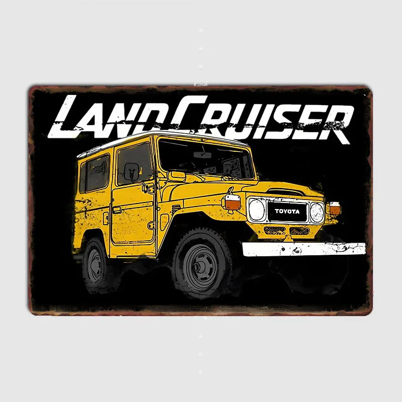 Land Cruiser žltý Fj40 kovový plaket plagát retro vlastný automobilový klub nástenná umenie pub