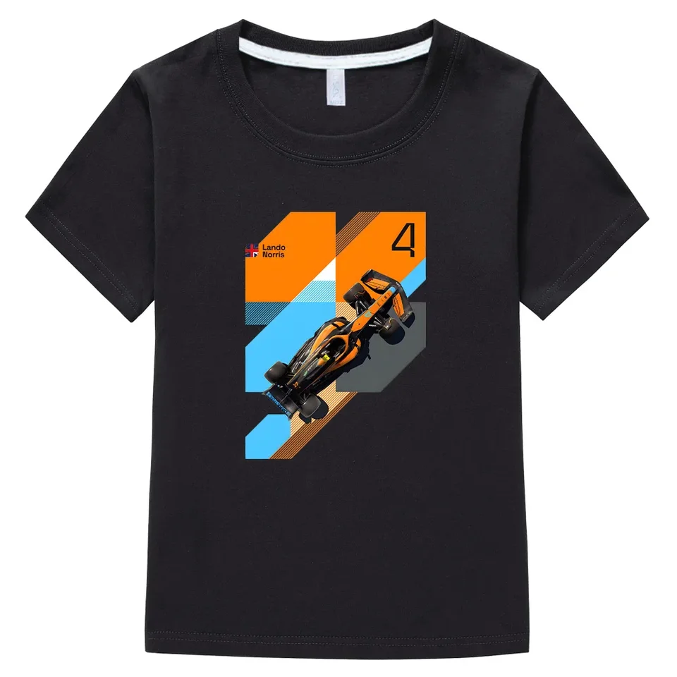 Lando Norris 4 Racing Pattern Tlač Tirts Casy Cotton Tričko deti pre chlapcov dievčatá Tee-tričko módy voľných vrchov pre deti