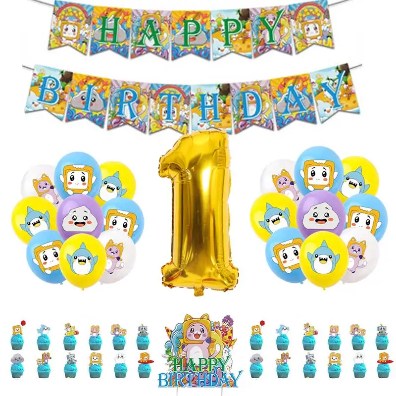 Lanky Box Birthday Party Dodávky Kadový koláč Topper latex balón chlapec dekorácie Banner bábätko darček pre deti dekora