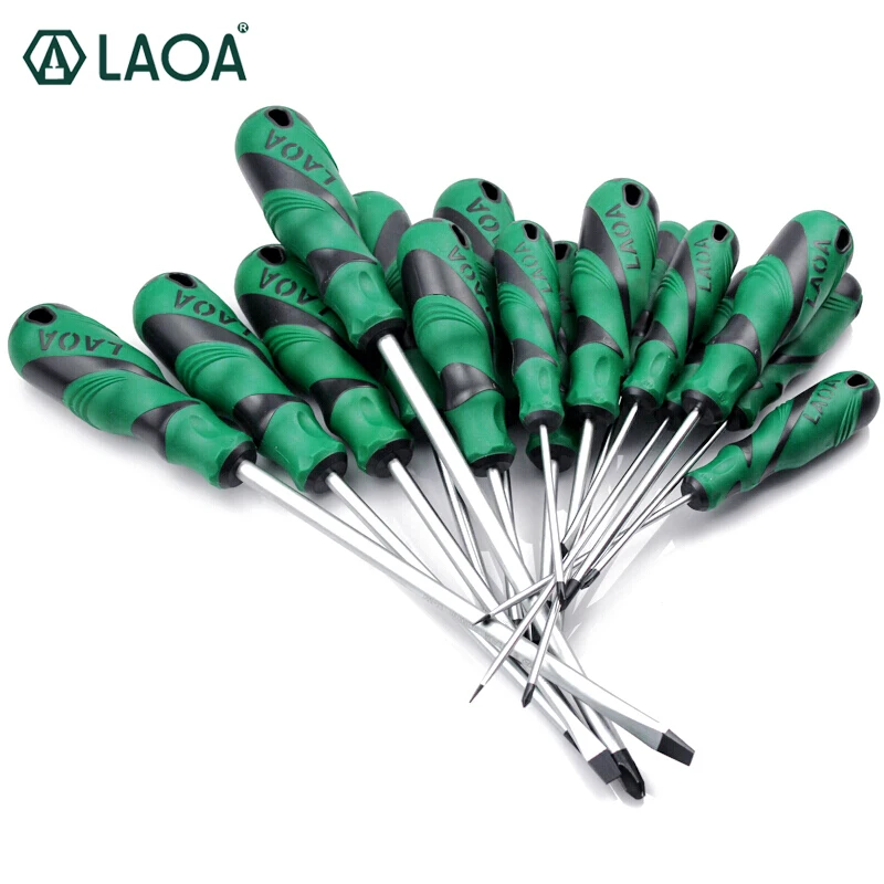 LAOA 1ks Strictted Screwdriver S2 Material Phillips ScrepgerDrivers Dvojitá farba rukoväte skrutkovača s magnetizmom
