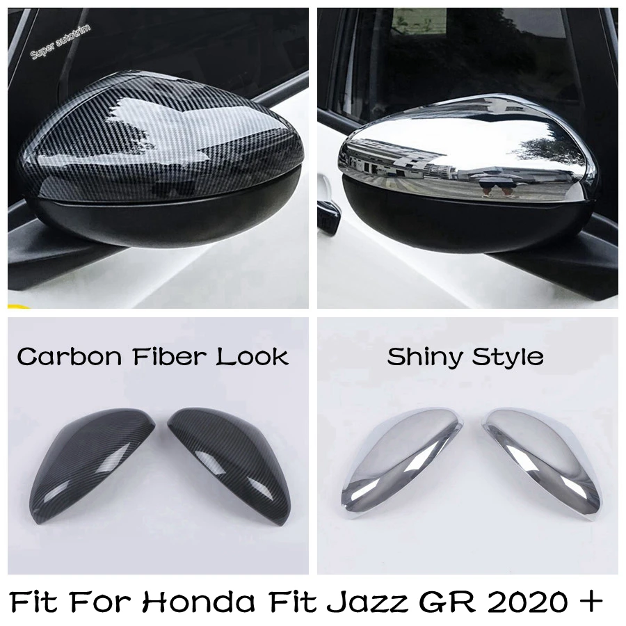 LAPETUS STYLING STYLING Bočné dvere spätné zrkadlo krycí príslušenstvo lesklé / uhlíkové vlákno pre Honda Fit Jazz Gr 2020 - 2022