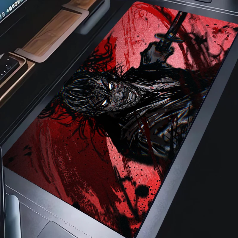 Laptop myš Pad Japan samurai čierna a biela myšacia mouspad vagabond hráč nekĺzavá mak