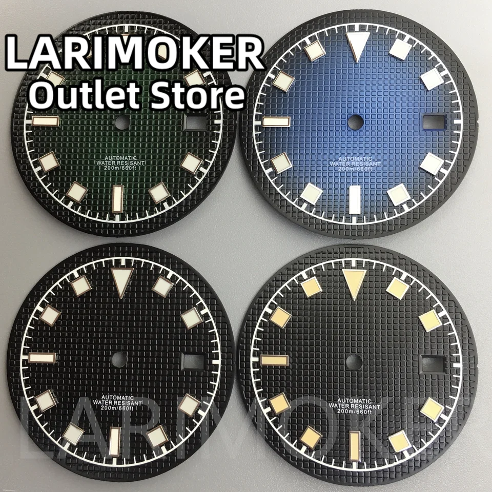 Larimoker nový 33,5 mm zelený modrý čierny hodinky Dial Green Luminát Fit NH35 MOHE