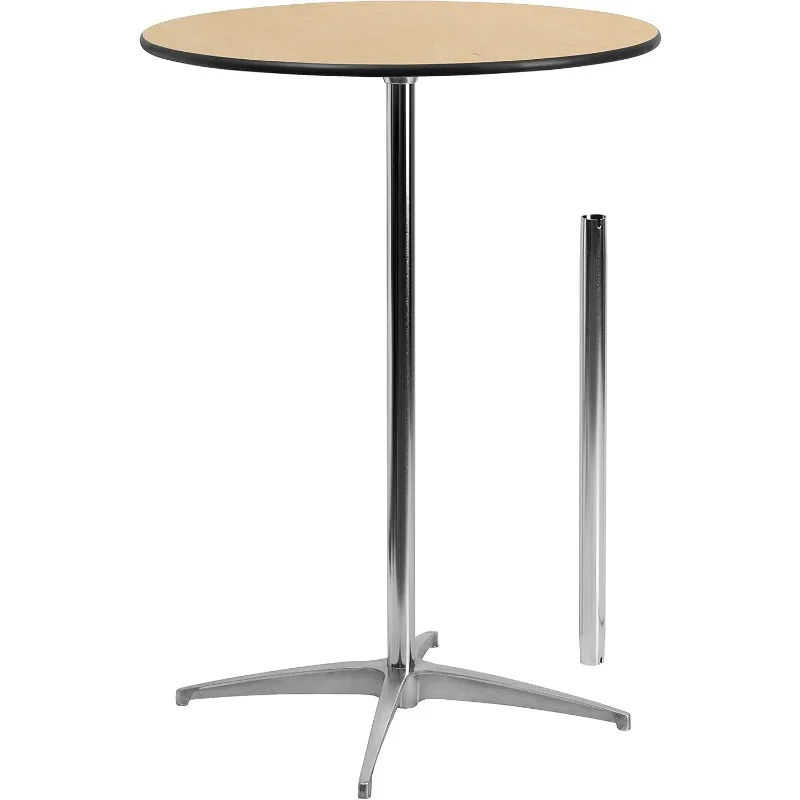 Lars 30 '' Round Wood Cocktail Table s 30 '' a 42 '' stĺpmi, nastaviteľným stôl výšky dreva pre udalosti alebo domáce použitie