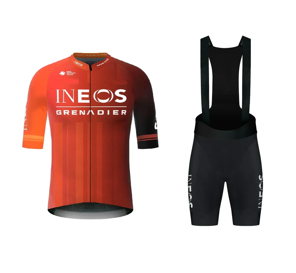 Laser Cut 2024 INEOS Grenadier Team Tím s krátkym rukávom Cycling Jersey Summer cyklovanie nosenie ropa ciclismo+BIB Shorts