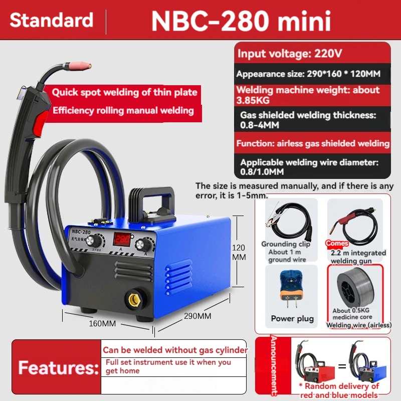 Laser s malými ručnými zváracím strojom Mini plynná ochrana Malé NBC-280 Ochrana oxidu uhličitého oxidu uhličitého