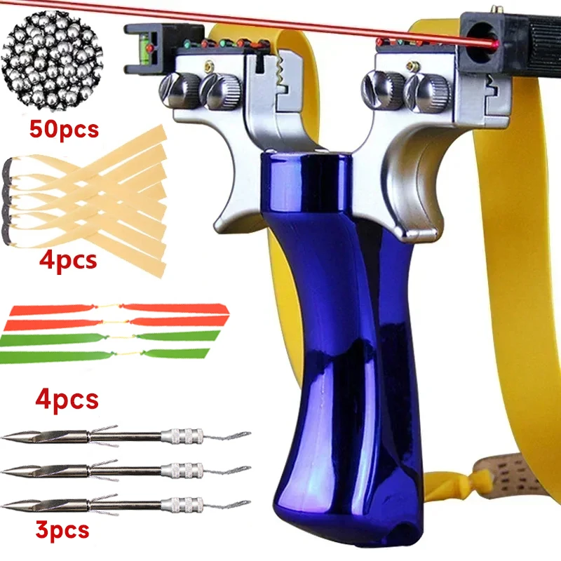Laserové praky oceľové guľôčkové rybolovné šípky Balíček Červené zameranie natáčanie vonkajšieho poľovníctva High Precision Practice Plat Gume Band