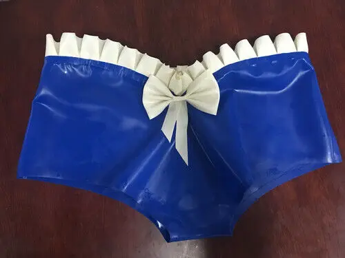Latex Briefs Gumber Sexy Nevy Blue Lace Fashion Cosplay Maid Club Shorts 0,4 mm maškarná lopta