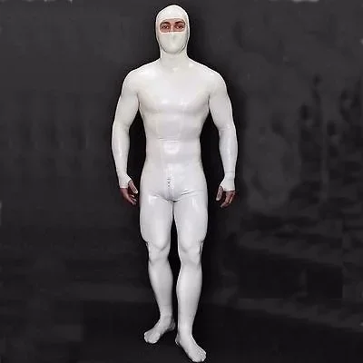 Latex Suit Gumbber Fashion Man White Celosvet Catsuit s veľkosťou kapusty xs ~ xxl