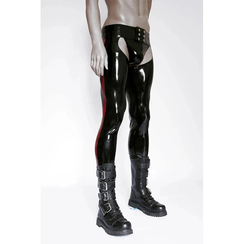 Latex tesné chapsy sexy latexové gumové nohavice dlhé nohavice Pánske sexy latexové nohavice (žiadne nohavičky)