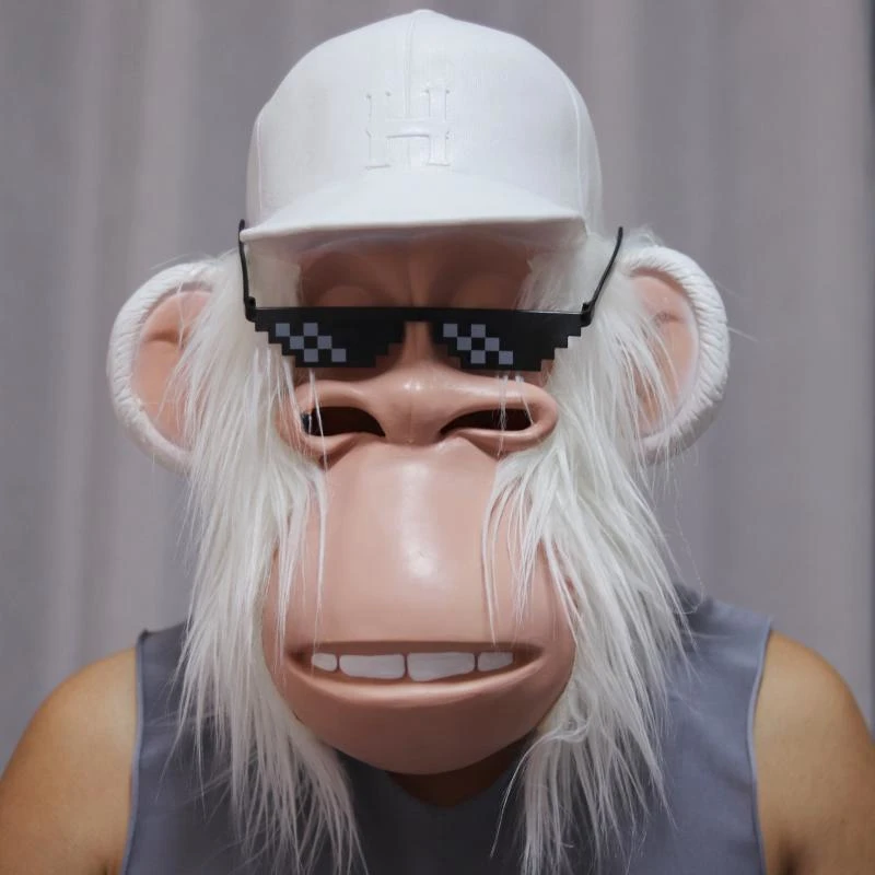 Latex Vivid Gorilla Mask s parochňou biela