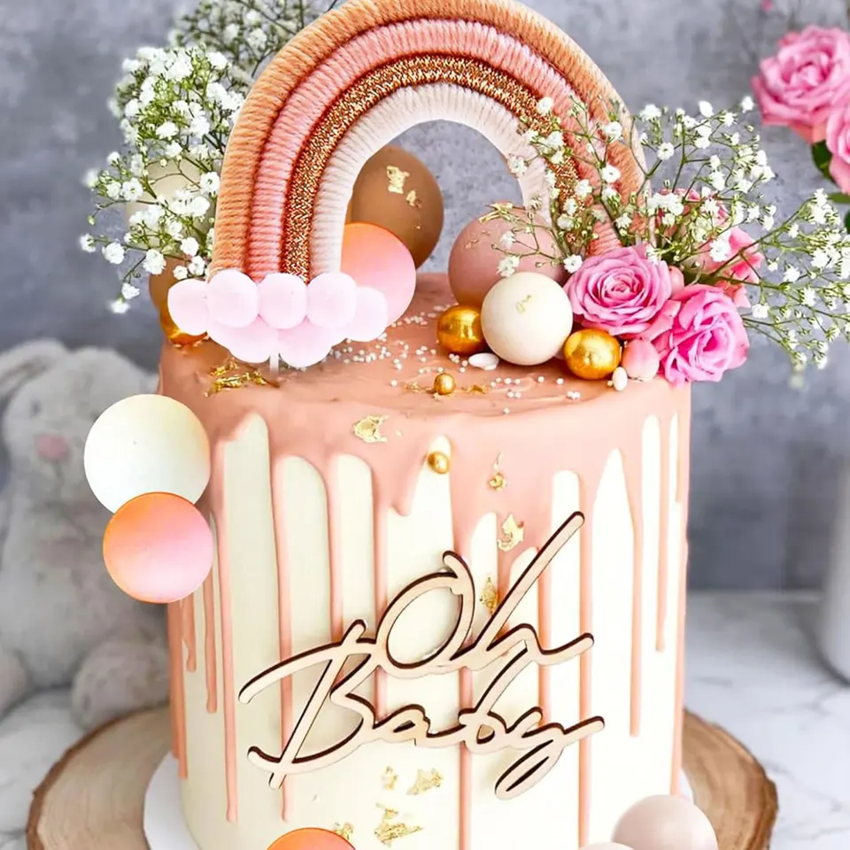 LAVENTY 16 PCS BOHO CAKE TOPPER Boho Rainbow Cake Decotions Boho Cake Topper Topper Topper Topper