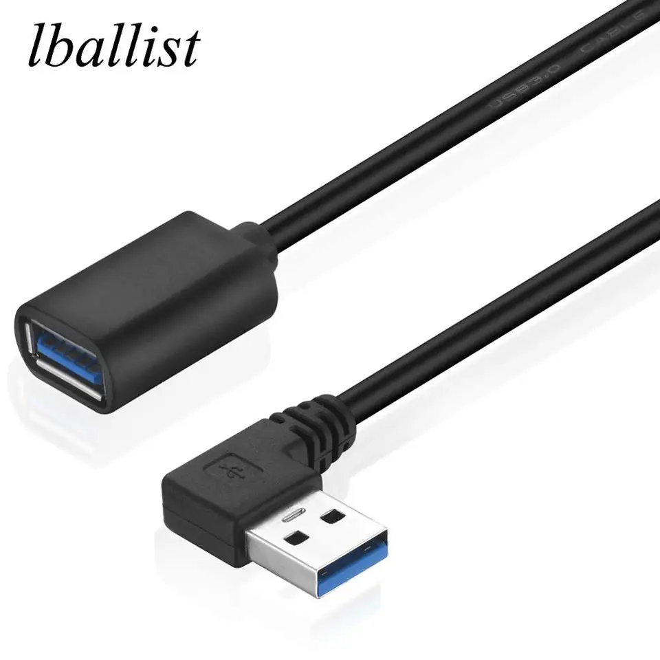 LBALLIST 60 cm 90degree USB3.0 Predlžovací kábel Muž na ženu M/F tienené 24awg+28awg 9+1 jadrá 50 cm