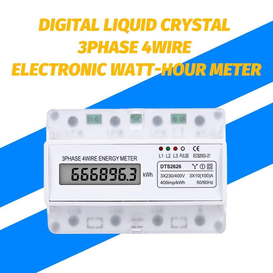 LCD digitálna obrazovka 380V 3 fáza 4 drôt elektrický Watt Power Energy Meter Energy Multifunkčný Wattmeter KWH 100A AC