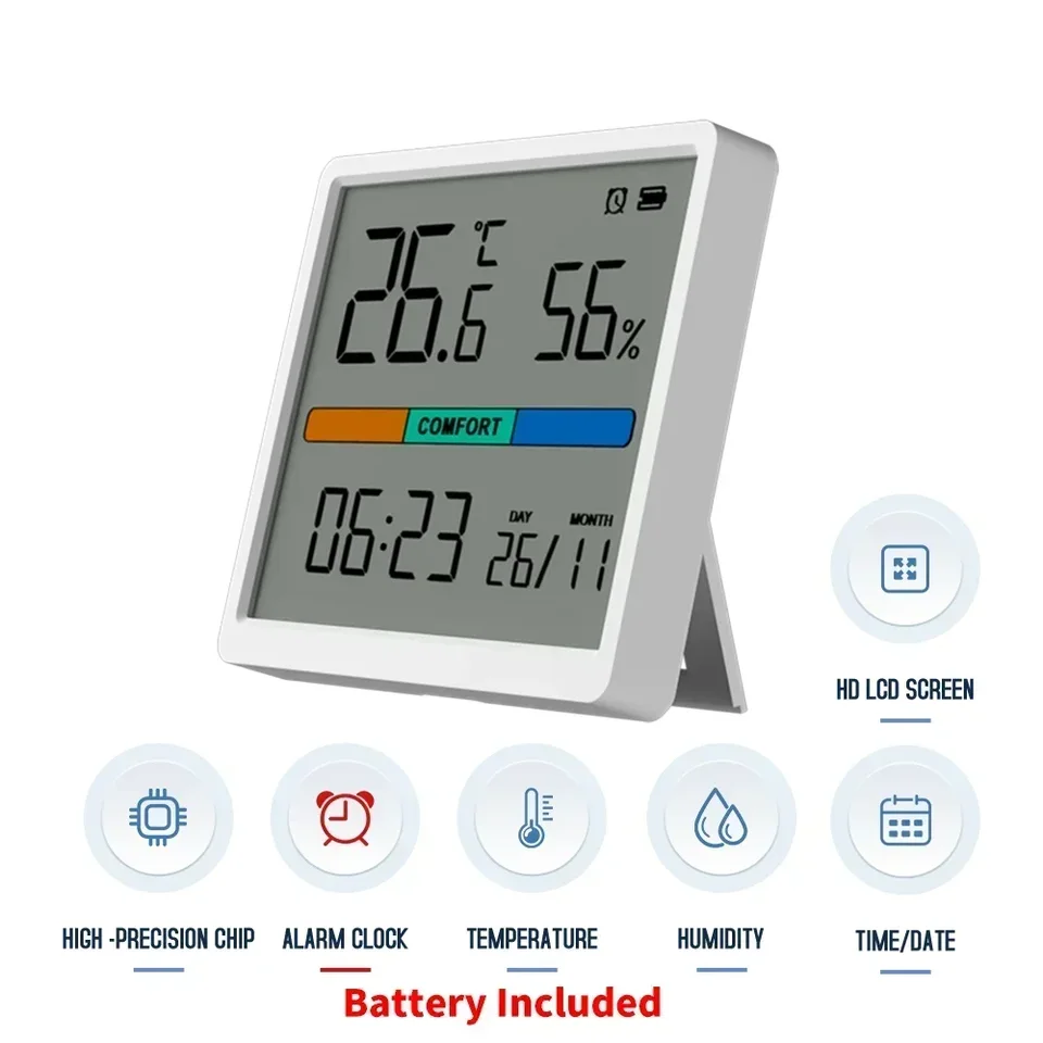 LCD digitálny teplomer Hygrometer Vnútorná miestnosť Elektronická teplota vlhkosť merací meteorologický meteorologický stanica pre domáce hodiny