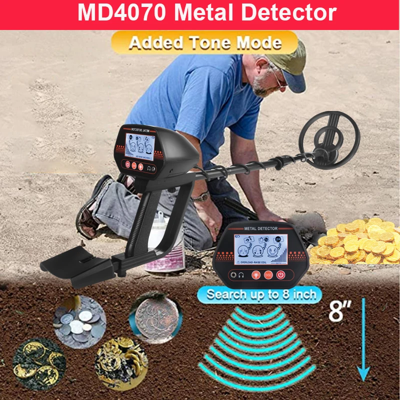 LCD displej MD-4070 Detektor kovového detektora zlata Digger Treasure Hunter Nastaviteľná citlivosť Vodotesná vyhľadávacia cievka detekcia všetkých kovov