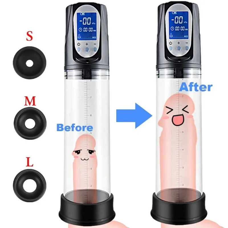 LCD Elektrické penisové čerpadlo Penis Penis zväčšenie rozširovania čerpadla Penis Tréner Muž Masturbators Cup Dick Pump Sex Hračky pre mužov