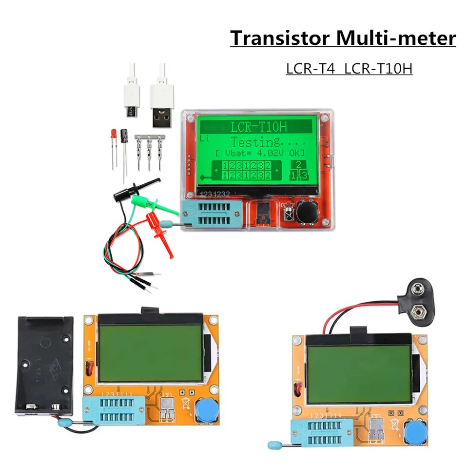 LCR-T10H TFT LCD zobrazuje multimetrový tranzistorový tester Diode Triody Triody Condenttor Resort Test Meter MOSFET NPN PNP MOS LCR-T4